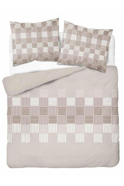 Detexpol 220x200 Set de lenjerie de pat din bumbac, bej, cu model geometric î...
