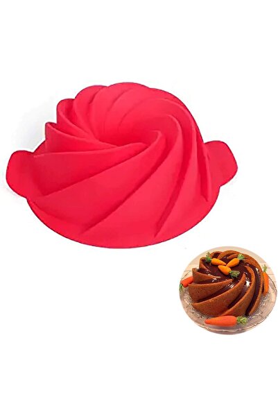 Noonedibs Tavă de tort din silicon, tavă roșie pentru tort Bundt antiaderentă...