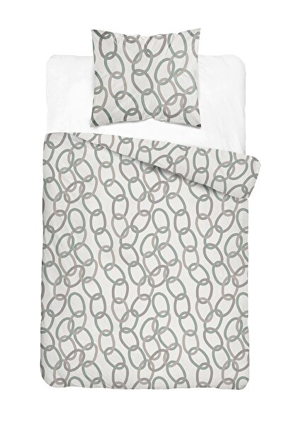 Detexpol Lenjerie de pat din satin 140x200 bej cu model lanțuri - 5993 B - Ho...