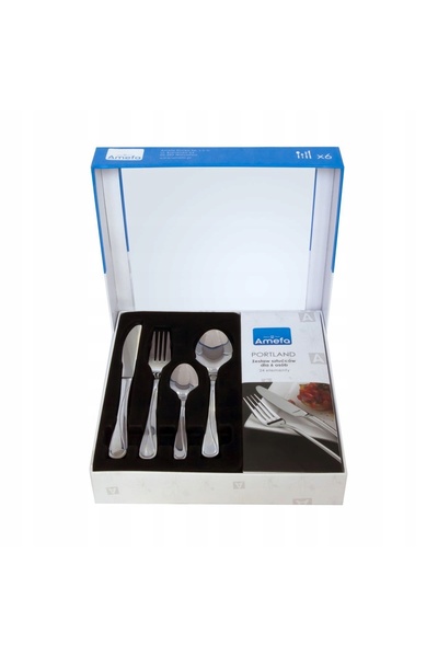 Amefa Set de masă din oțel inoxidabil, 24 de piese, design PORTLAND WAVE, 6 l...