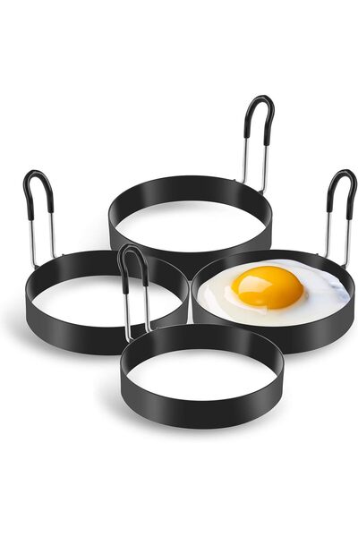 Noonedibs Inele pentru ouă, pachet de 4 inele pentru gătit ouă din oțel inoxi...