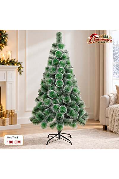 Craciunescu By DBR Brad Artificial de Craciun 180 cm, Verde cu Efect Nins -