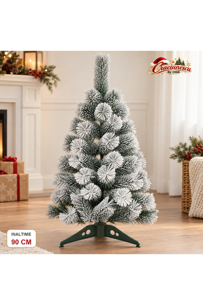 Craciunescu By DBR Brad Artificial de Craciun 90 cm, Aspect Nins si Bogat -