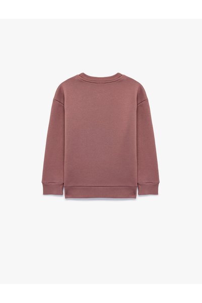 Koton Şardonlu Bisiklet Yaka Uzun Kollu Baskılı Oversize Sweatshirt