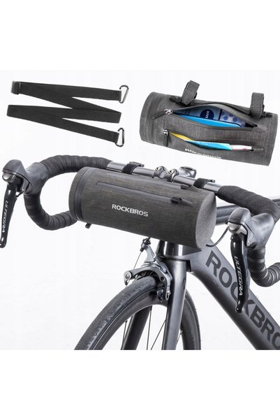 ROCKBROS Geantă practică de bicicletă, impermeabilă, montată pe ghidon, neagră