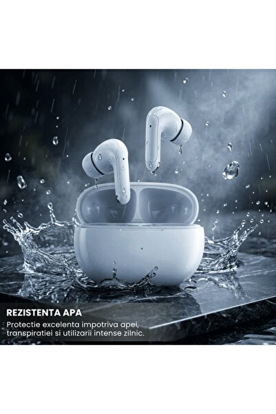 shaza Căști Wireless TWS Air8 Plus, Bluetooth 5.4, 4 Microfoane, Alb