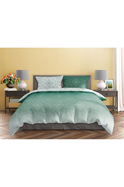 Faro Lenjerie de pat din satin 160x200 Milagro Verde 023 alb cu ornamente verzi