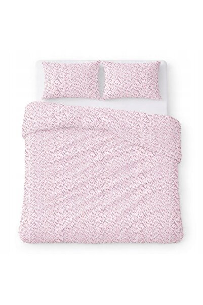 Karo Lenjerie de pat din bumbac 160x200 albă cu flori roșii mici model clasic