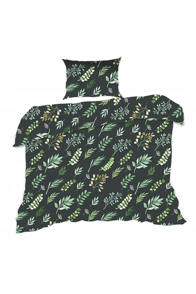 Karo Lenjerie de pat bumbac 140x200 1748N frunze negru verde Clasic E24