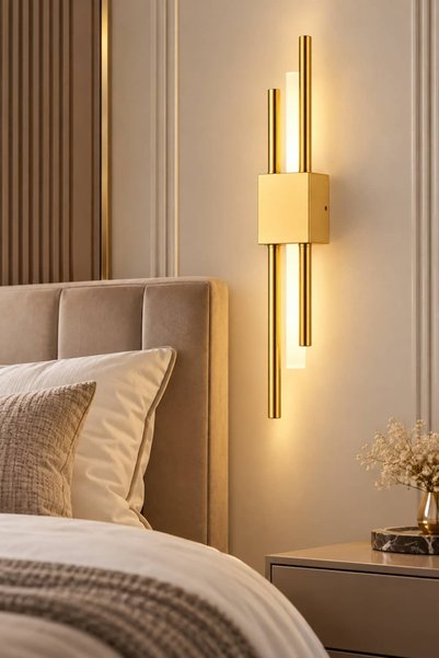 Elvora Home (PREMIUM) Modern Gold Çift Borulu LED Aplik 50 CM Dekoratif Duvar...