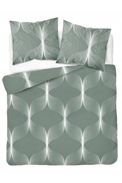 Detexpol Lenjerie de pat bumbac 220x200 verde alb geometrie 5253 B Bumbac 48