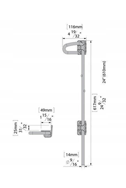NO BRAND Turnichet vertical pentru poartă, pentru porți din lemn 610mm D & D
