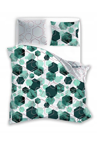 Faro Lenjerie de pat satin 160x200 Milargo Verde 009 verde gri cu model geome...