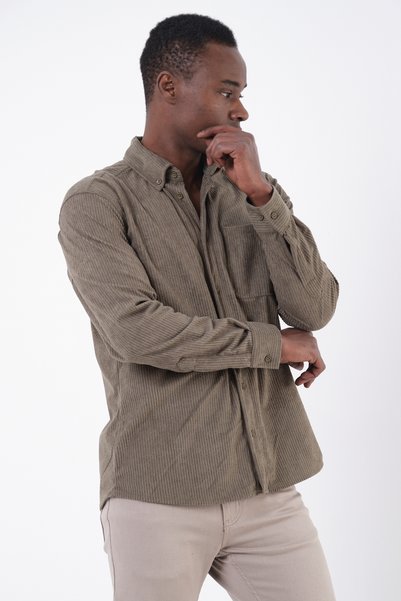 BAYEFENDİ Men's Striped Long Sleeve Button down Shirt