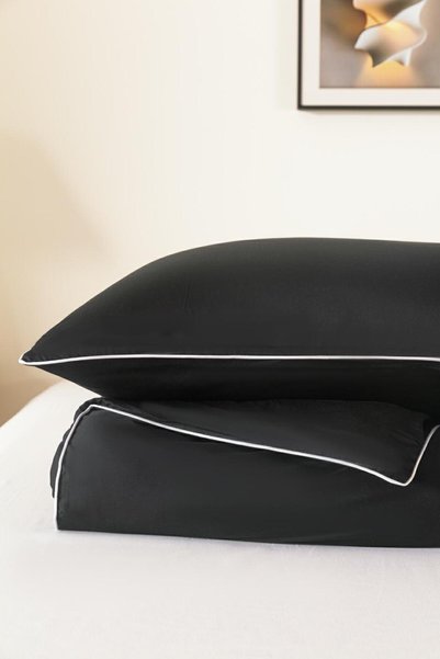 Karo Fata de perna din bambus, l24, negru si alb, 50 x 60 cm, cu bordura, pre...