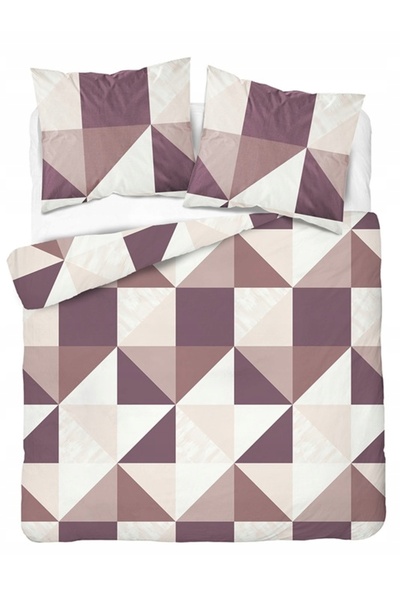 Detexpol Lenjerie de pat din satin 160x200, alb mov, cu model geometric -6006 B