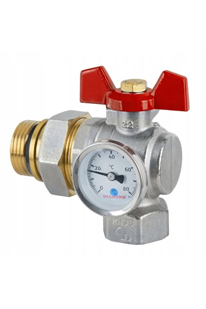 DIAMOND Robinet cu bilă unghiulară de 1 inch cu termometru cu cadran roșu RED...