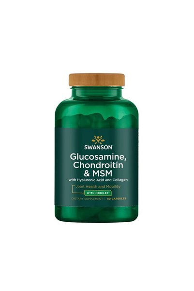 SWANSON Glucozamină, Condroitină și MSM cu Acid Hialuronic și Colagen - 90 ca...