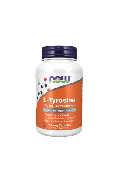 Now L-Tyrosine Extra Strength 750 mg - L-Tirozină, 90 capsule vegetale