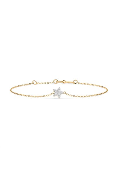 G&T JEWELS Μινιμαλιστικό βραχιόλι από μασίφ χρυσό με στρογγυλό διαμάντι – 0,0...