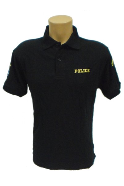 All About Army Μπλούζα Polo Αστυνομίας Μαύρη Με Κίτρινα Γράμματα XL