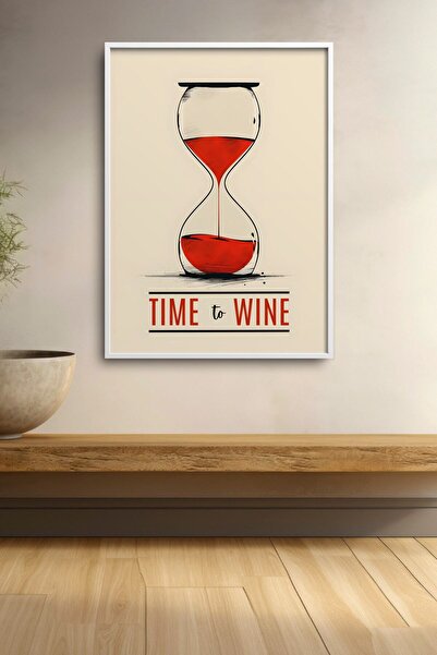 HOMEPACK Vreme za vino, slika u okviru sa peščanim satom, poster za bar i kuh...