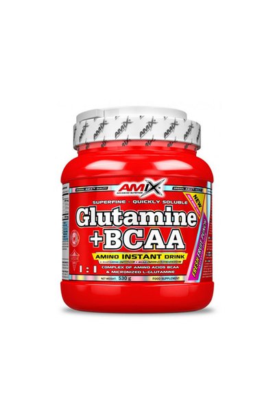 AMIX Glutamine + BCAA - Aminoacizi BCAA, Mango, 530 g