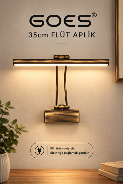 Goes 35cm Modern Dekoratif 220V Flüt Led Aplik Banyo Tablo Çalışma Masası 320...