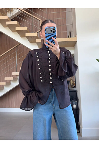 My Blog Brown Button Detailed Napoleon Shirt - 5110