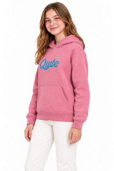 PEMBE LİFE 31610-26 Girl's Quite Printed Stone Embroidered Hooded Kangaroo Pocket Sweatshirt 13-16 Years Old
