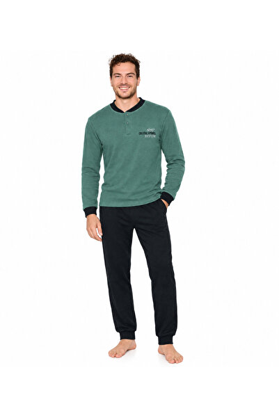 ROYAM Pijamood Men's Interlock Long Sleeve Winter Combed Cotton Pajamas Set 5918