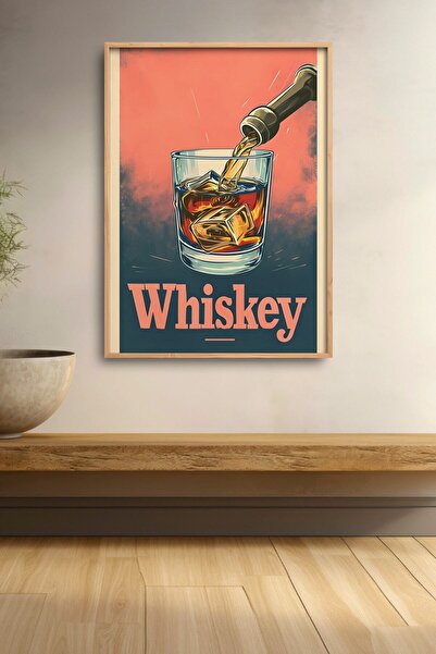 HOMEPACK Whiskey Retro Ice Whisky Tablo cu cadru Poster cocktail Bar Decor bu...