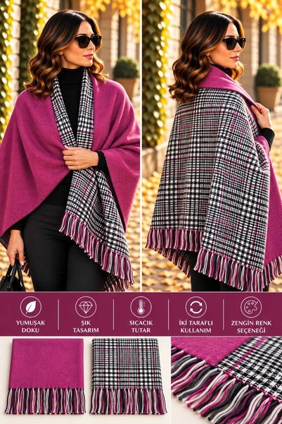 ByEnBi Double-Sided Plaid Women's Shoulder Shawl