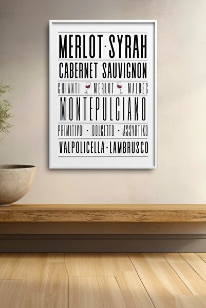 HOMEPACK Tipografija sorti crvenog vina Uramljeni obraz Bar Kuhinja Poster Zi...