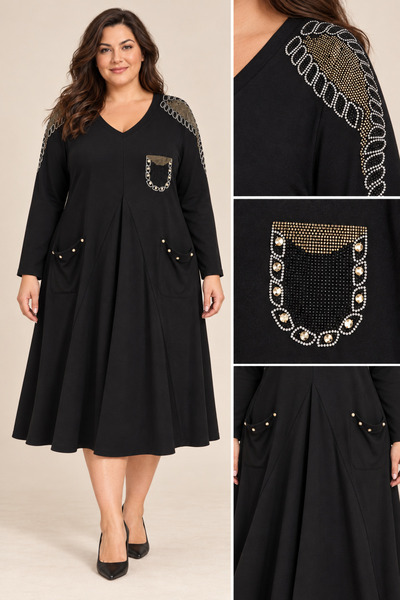 Espira Stone Detailed Dress Plus Size