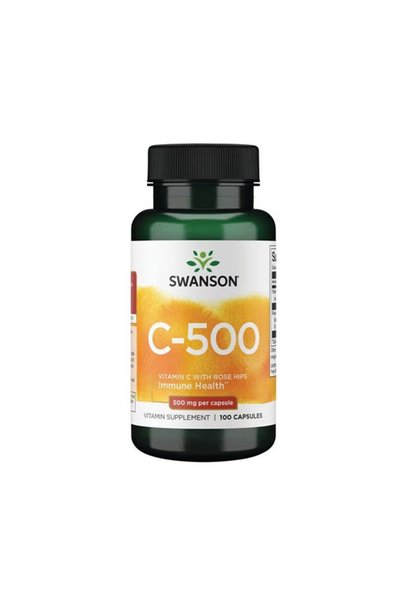 SWANSON Vitamina C cu Măceșe 500mg - Vitamina C, 100 capsule