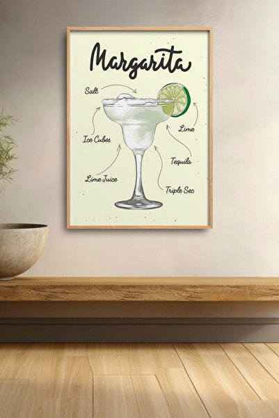 HOMEPACK Ilustracija recepta za koktel Margarita Uramljena slika Koktel poste...