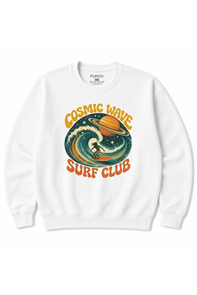 Rabona Fashion Hanorac cu imprimeu retro  "Space Surfer " al Clubului de Surf...