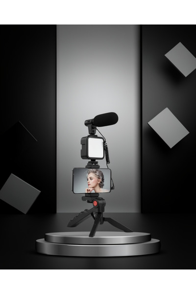 teknodayım Işıklı Video Yapım Seti Mikrofonlu Mini Tripod