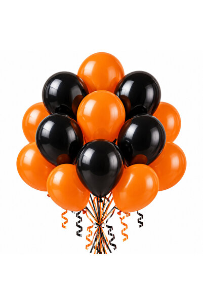Ropet Set 20 Baloane Latex Halloween, Portocaliu si Negru, 30 cm,