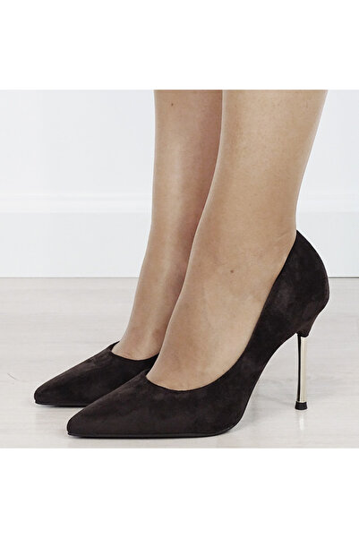 Ideal Shoes Pantofi stiletto maro ciocolati din velur B-6202 03