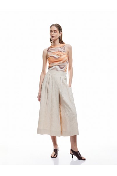 Koton Skirt Trousers Asymmetrical Pleated Detail Comfortable Fit
