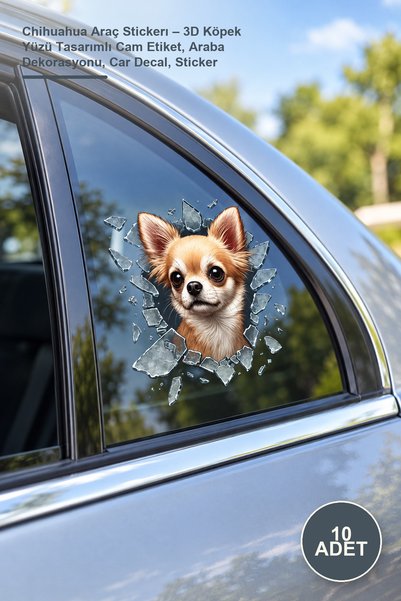 Yenilig 10 Pieces of Chihuahua Car Stickers – 3D Dog Face Design Windshield S...