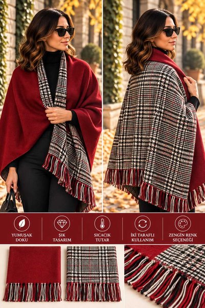 ByEnBi Double-Sided Plaid Women's Shoulder Shawl