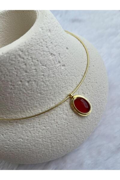 Kırmızı Taşlı Choker Kolye