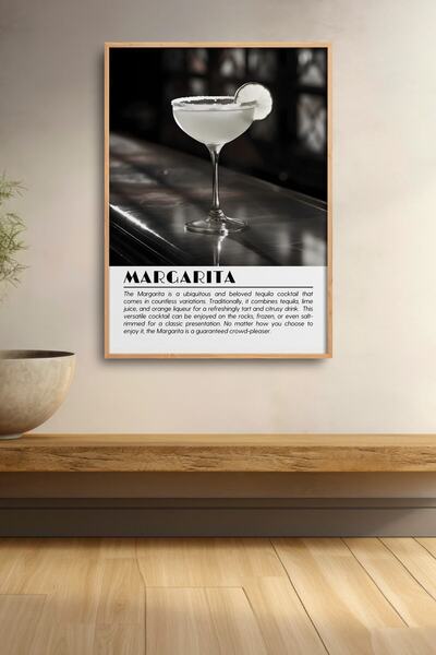 HOMEPACK Margarita koktel crno-bela uokvirena slika koktel poster bar kuhinjs...