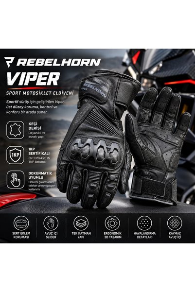 Rebelhorn Glv Viper Leather Gloves Black