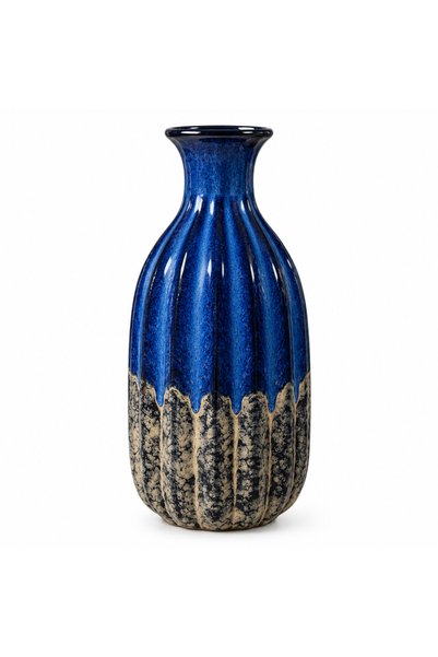 AKDC Ceramic Flower Vase Blue with Textured Beige - 32cm