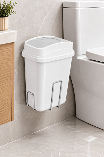 Hagen 10 Litre Duvara Monte Yapışkanlı Çöp Kovası, Metal Askı Aparatlı, Banyo...