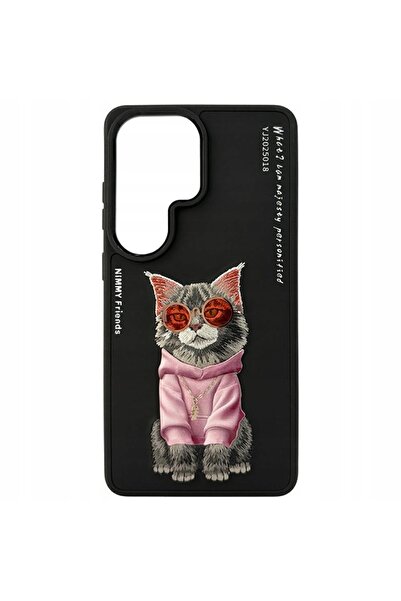 NO BRAND Husă pentru Galaxy S26 Ultra Nimmy Glasses Cool Cat, cu motiv brodat